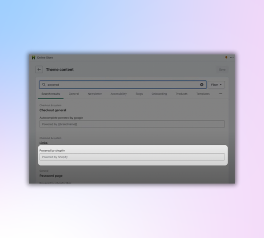 How do I remove Powered by Shopify?